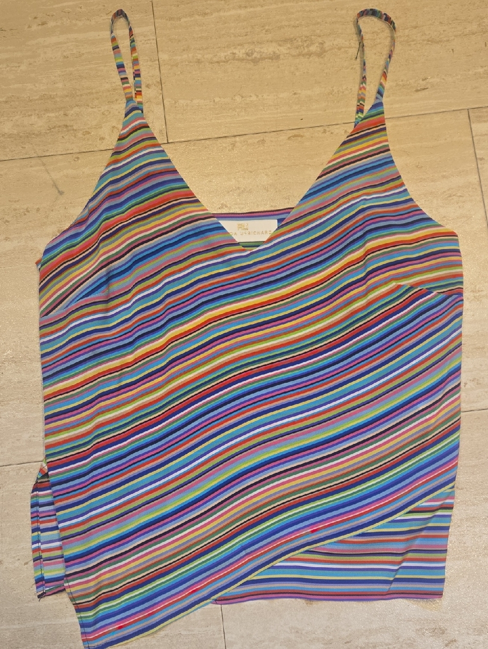 Amanda Uprichard 100% Silk Multi-Colored Striped Tank Blouse